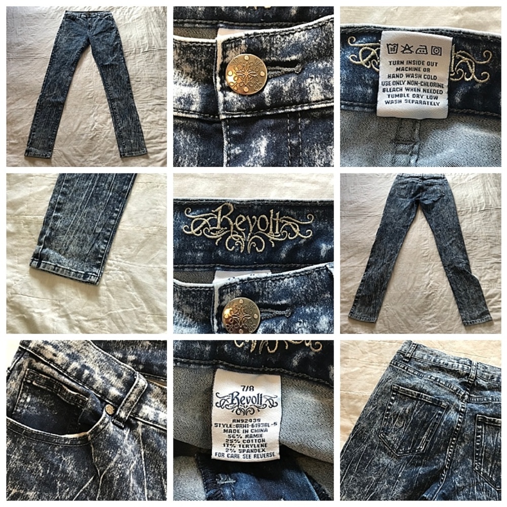 Acid Wash Stretch Skinny Leg Jeans